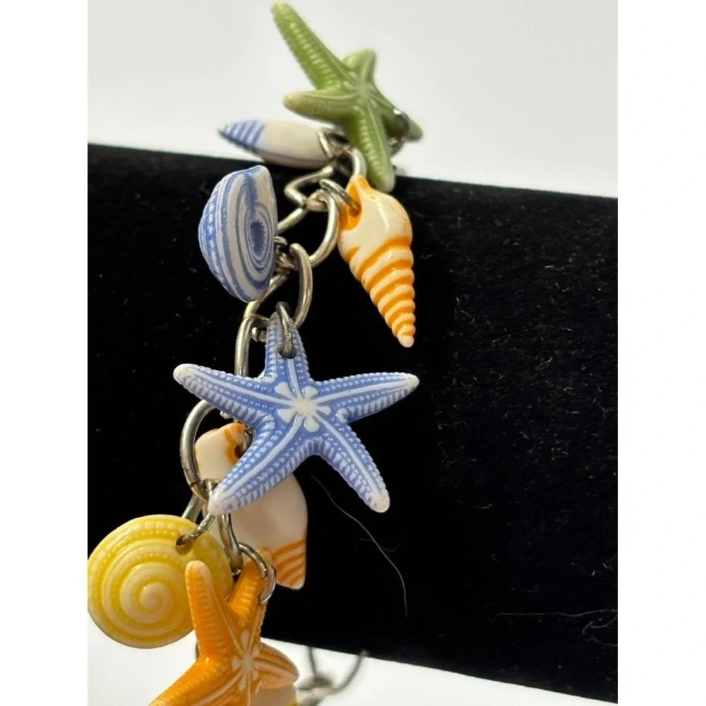 Charm Bracelet Vacation Sea Shells Coastal Maximalist Vibes - Picture 4 of 13